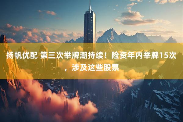 扬帆优配 第三次举牌潮持续！险资年内举牌15次，涉及这些股票
