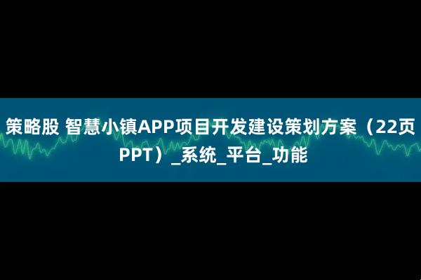 策略股 智慧小镇APP项目开发建设策划方案（22页 PPT）_系统_平台_功能