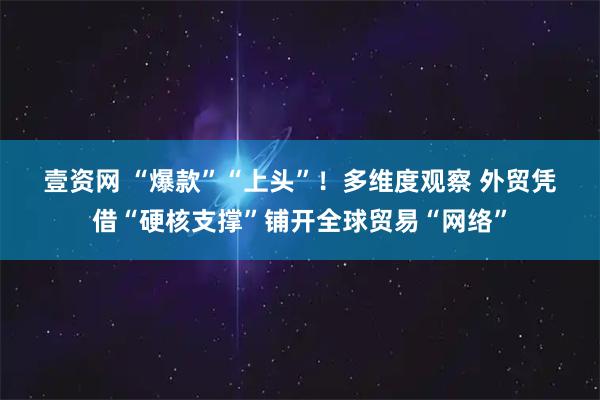 壹资网 “爆款”“上头”！多维度观察&#32;外贸凭借“硬核支撑”铺开全球贸易“网络”